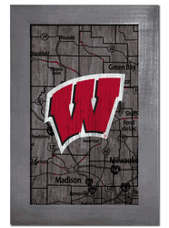 Wisconsin Badgers City Map 11x19 Sign