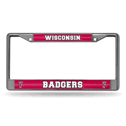 Wisconsin Badgers Classic 12" x 6" Silver Bling Chrome Car/Truck/SUV Auto Accessory