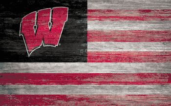 Wisconsin Badgers Distressed Flag 11x19