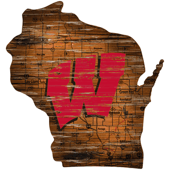 Wisconsin Badgers Distressed State with Logo