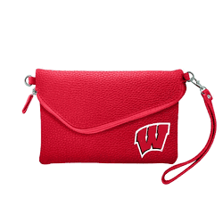 Wisconsin Badgers Fold Over Crossbody Pebble Light Red