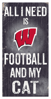 Wisconsin Badgers Football and My Cat 6x12 Sign