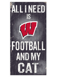Wisconsin Badgers Football and My Cat 6x12 Sign