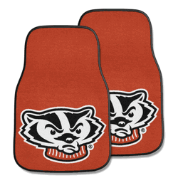 Wisconsin Badgers Front Carpet Car Mat Set - 2 Pieces, Badger Logo
