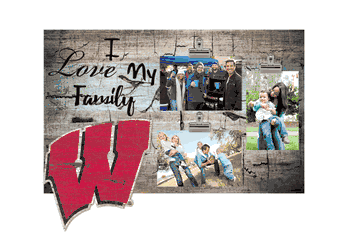 Wisconsin Badgers I Love my Family Clip Frame