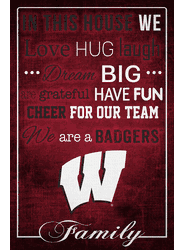 Wisconsin Badgers In This House 17x26