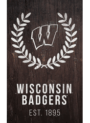 Wisconsin Badgers Laurel Wreath 11x19 Sign