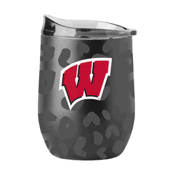 Wisconsin Badgers Leopard 16oz Black Powdercoat Curved Beverage