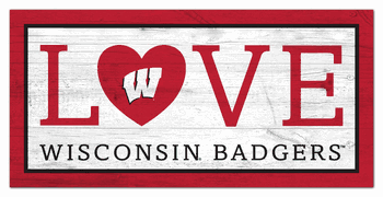 Wisconsin Badgers Love 6x12 Sign