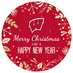 Wisconsin Badgers Merry Christmas & New Year 12in Circle
