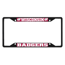 Wisconsin Badgers Metal License Plate Frame Black Finish