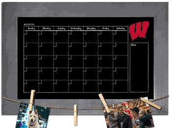 Wisconsin Badgers Monthly Chalkboard with frame & clothespins 11x19 Sign
