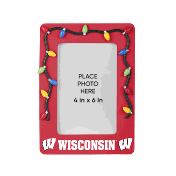 Wisconsin Badgers Picture Frame with Holiday Lights