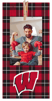 Wisconsin Badgers Plaid Clothespin 6x12 Sign