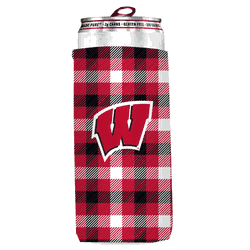Wisconsin Badgers Plaid Insulated Slim Can Sleeve