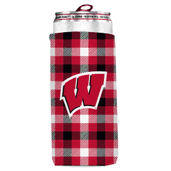 Wisconsin Badgers Plaid Insulated Slim Can Sleeve