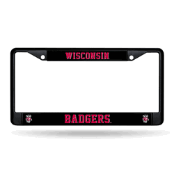 Wisconsin Badgers Primary Black Chrome Frame with Plastic Inserts 12" x 6" Car/Truck Auto Accessory