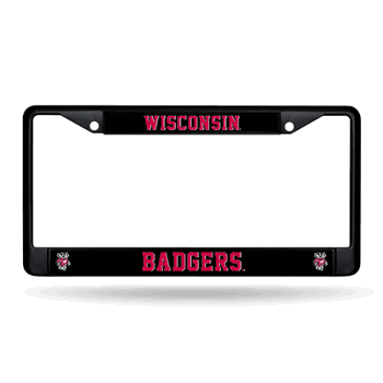 Wisconsin Badgers Primary Black Chrome Frame with Plastic Inserts 12