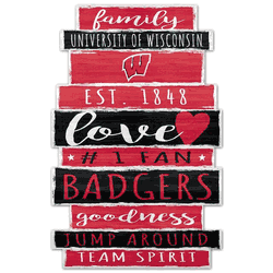 Wisconsin Badgers Sign 11x17 Wood Family Word Design