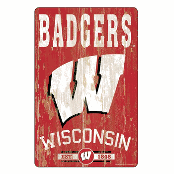 Wisconsin Badgers Sign 11x17 Wood Slogan Design