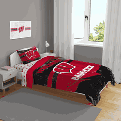 Wisconsin Badgers Slanted Stripe 4 PC Twin Bed in a Bag