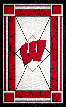 Wisconsin Badgers Stained Glass 11x19 Wood Sign