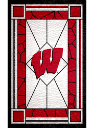 Wisconsin Badgers Stained Glass 11x19 Wood Sign