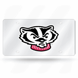 Wisconsin Badgers Standard 12" x 6" Silver Laser Cut Tag For Car/Truck/SUV
