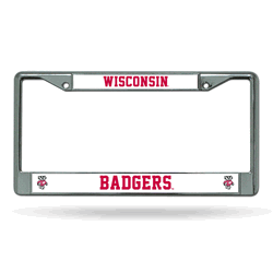 Wisconsin Badgers Standard Chrome Frame with Plastic Inserts 12" x 6" Car/Truck Auto Accessory