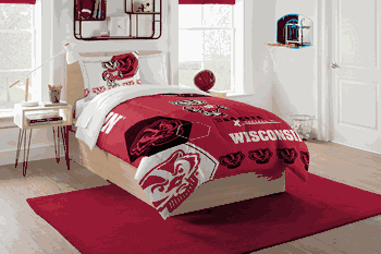 NCAA Wisconsin Badgers Hexagon Twin Comforter Set