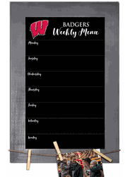 Wisconsin Badgers Weekly Chalkboard with frame & clothespins 11x19 Sign