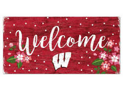 Wisconsin Badgers Welcome Floral 6x12 Sign