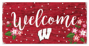 Wisconsin Badgers Welcome Floral 6x12 Sign