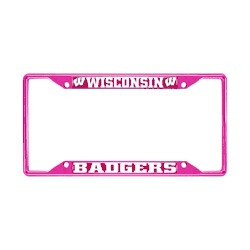 Wisconsin Pink Metal License Plate Frame - 6.25"x12.25"