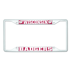 Wisconsin White Metal License Plate Frame - 6.25"x12.25"
