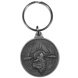 Wolf and Eagles Shield Antiqued Key Chain