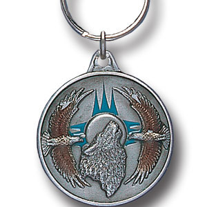 Wolf & Eagles Metal Key Chain with Enameled Details