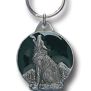 Wolf Metal Key Chain with Enameled Details