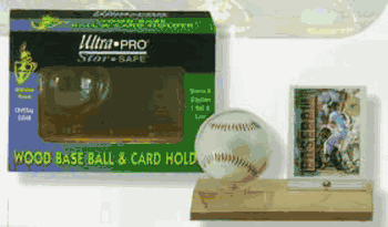 Wood Baseball & Card Holder - Light Wood
