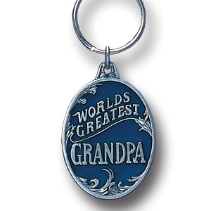 World's Greatest Grandpa Metal Key Chain with Enameled Details