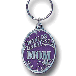 World's Greatest Mom Metal Key Chain with Enameled Details