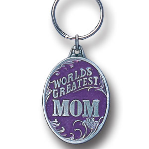 World's Greatest Mom Metal Key Chain with Enameled Details