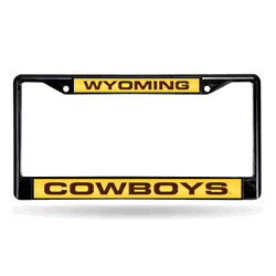 Wyoming Cowboys Black 12" x 6" Black Laser Cut Chrome Frame