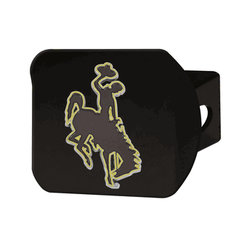 Wyoming Cowboys Black Metal Hitch Cover - 3D Color Emblem