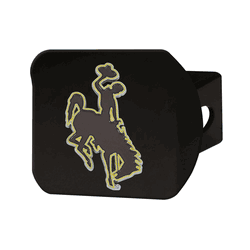 Wyoming Cowboys Black Metal Hitch Cover - 3D Color Emblem