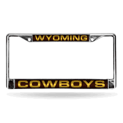 Wyoming Cowboys Brown 12" x 6" Laser Cut Chrome Frame