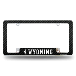 Wyoming Cowboys Carbon Fiber 12" x 6" Chrome All Over Automotive License Plate Frame