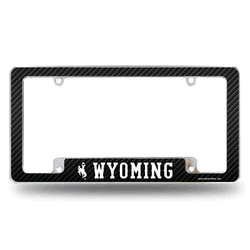 Wyoming Cowboys Carbon Fiber 12" x 6" Chrome All Over Automotive License Plate Frame for Car/Truck/SUV