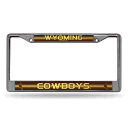 Wyoming Cowboys Classic 12" x 6" Silver Bling Chrome Car/Truck/SUV Auto Accessory