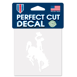 Wyoming Cowboys Decal 4x4 Perfect Cut White